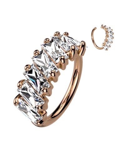 Piercing anneau pliable plaqué or ou platine pierres rectagulaires