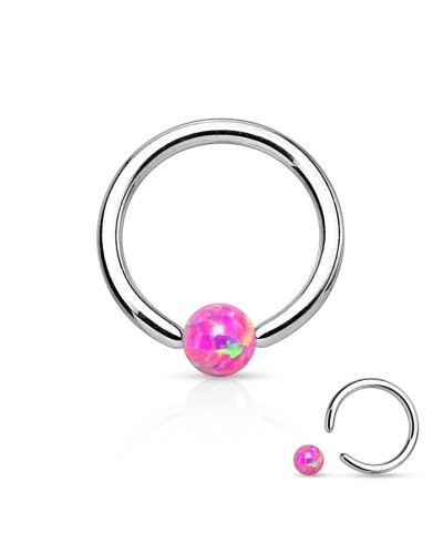 Piercing anneau captif bille pierre opale