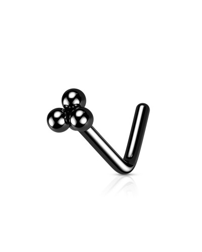 Piercing nez trio de billes tige en L