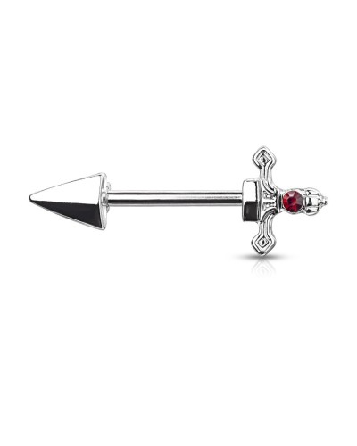 Piercing téton dague pierre rouge