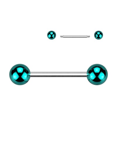 Piercing langue billes acrylique reflets métalliques