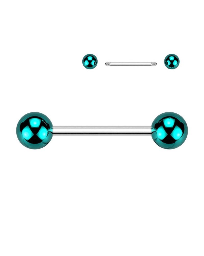 Piercing langue billes acrylique reflets métalliques