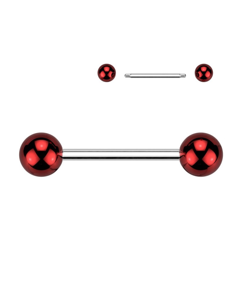 Piercing langue billes acrylique reflets métalliques
