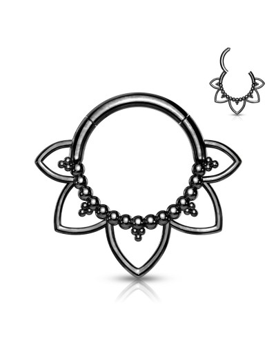 Piercing anneau fleur tribale perlée avec charnière