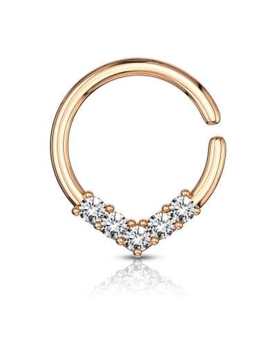 Piercing anneau en V pavé de pierres