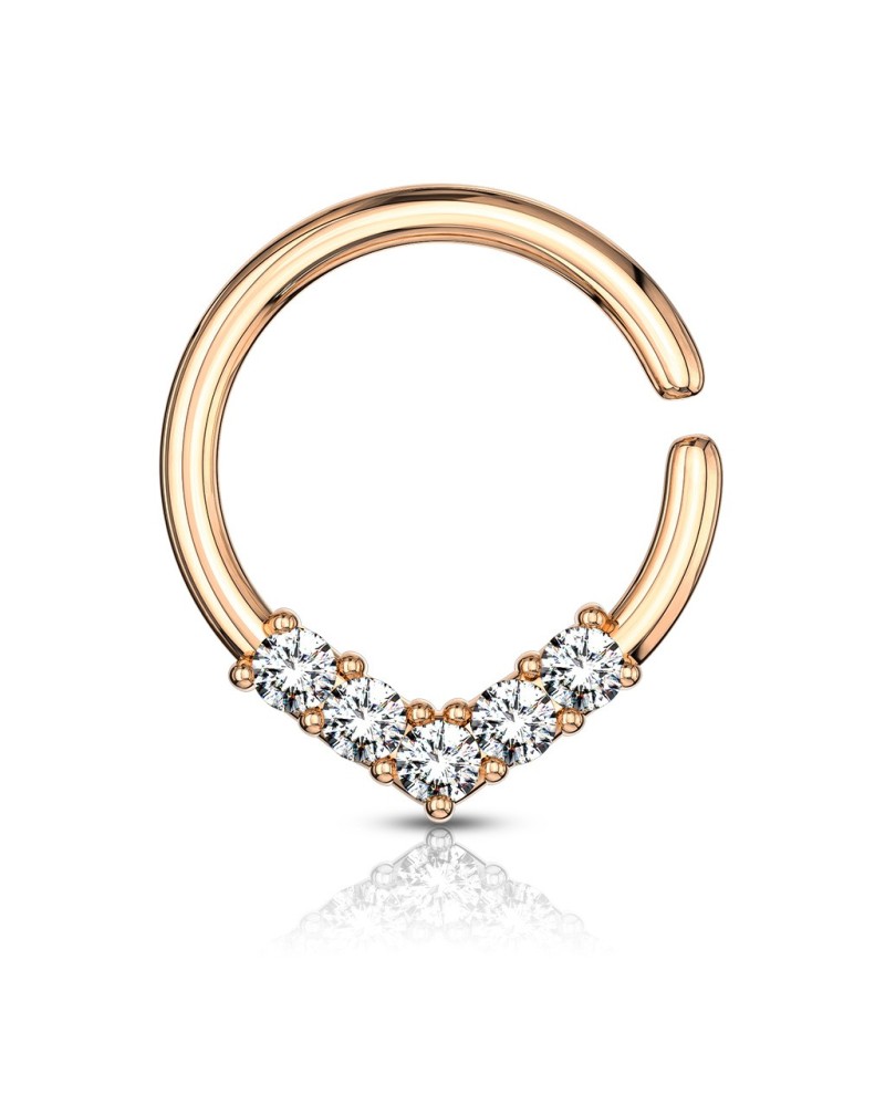 Piercing anneau en V pavé de pierres
