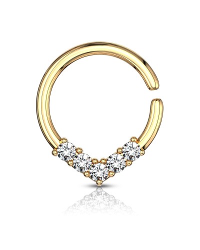 Piercing anneau en V pavé de pierres