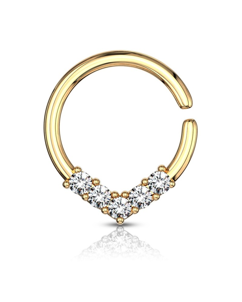 Piercing anneau en V pavé de pierres