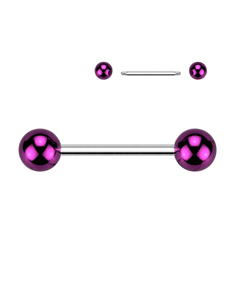 Piercing langue billes acrylique reflets métalliques