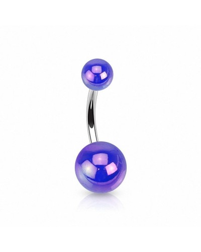 Piercing nombril boules acrylique métallisées