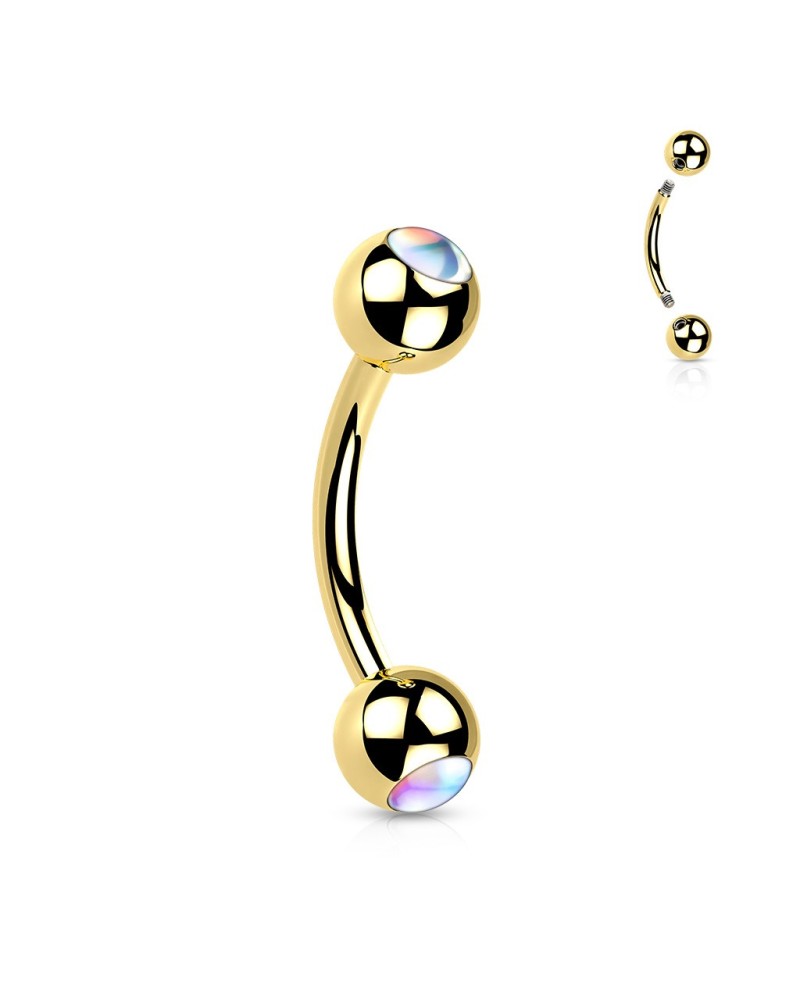 Piercing arcade et oreille double gemme irisé