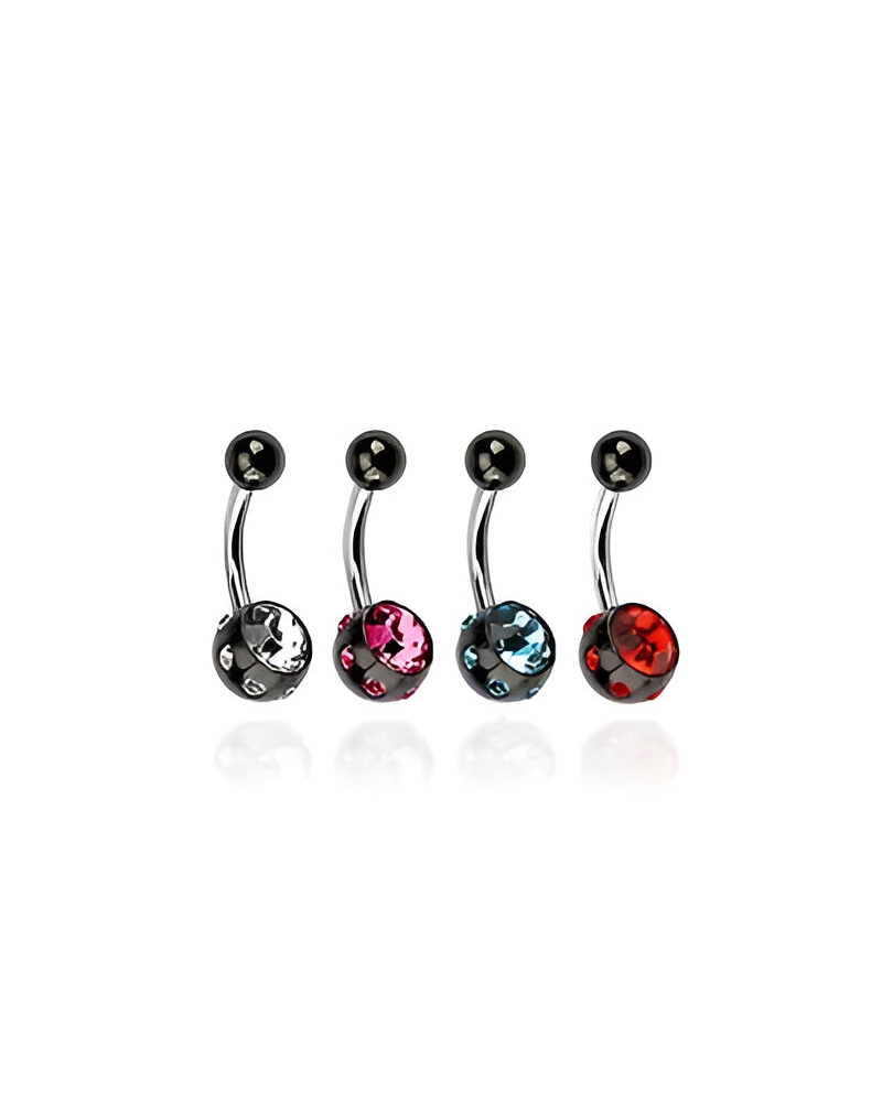 Piercing nombril titane pierres multiples