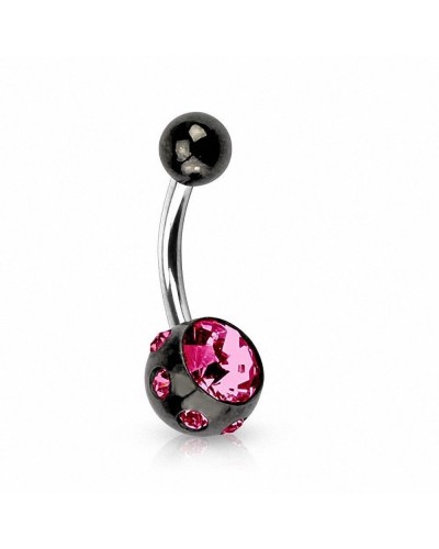 Piercing nombril titane pierres multiples