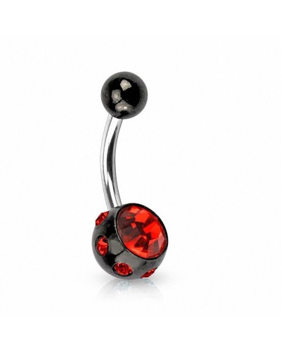 Piercing nombril titane pierres multiples