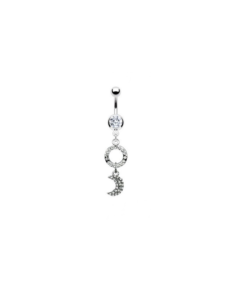 Piercing nombril cercle et croissant de lune