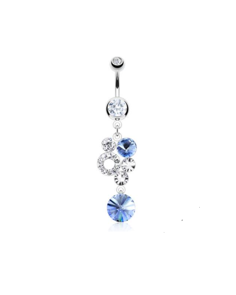 Piercing nombril pendentif pierres bleues