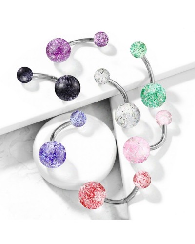 Piercing nombril boules acrylique à paillettes