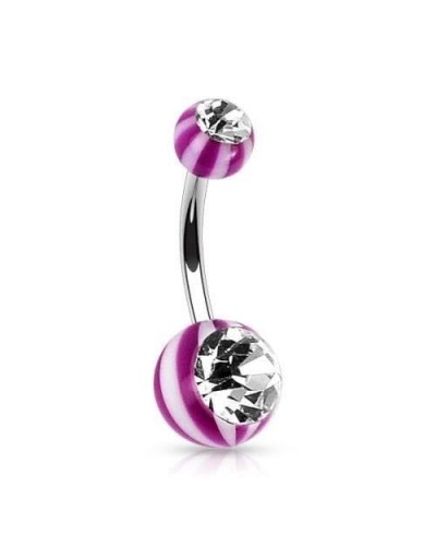 Piercing nombril boules acrylique "beach ball" gemmes