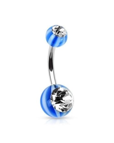 Piercing nombril boules acrylique "beach ball" gemmes