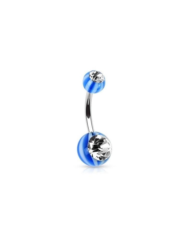 Piercing nombril boules acrylique "beach ball" gemmes