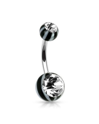 Piercing nombril boules acrylique "beach ball" gemmes