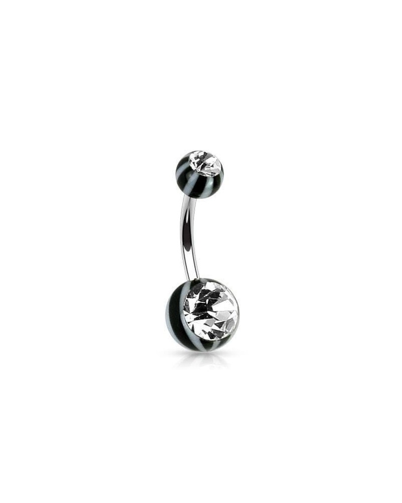 Piercing nombril boules acrylique "beach ball" gemmes