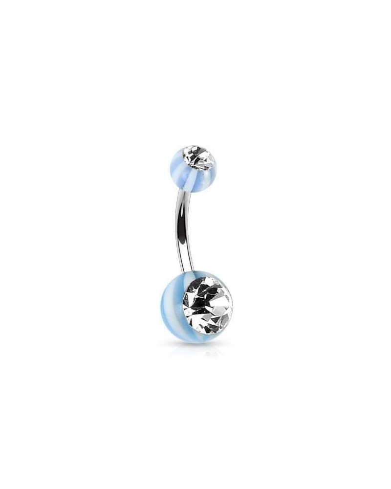 Piercing nombril boules acrylique "beach ball" gemmes