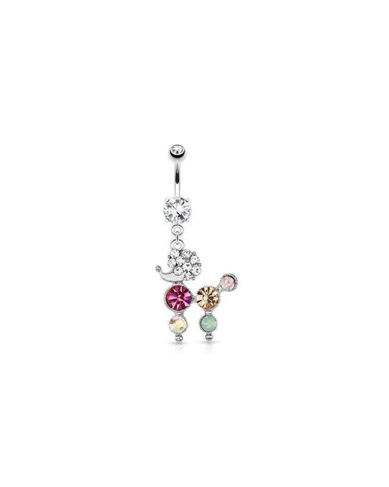 Piercing nombril caniche multicolore