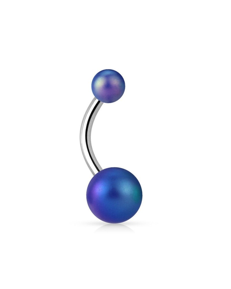 Piercing nombril acrylique reflets arc-en-ciel