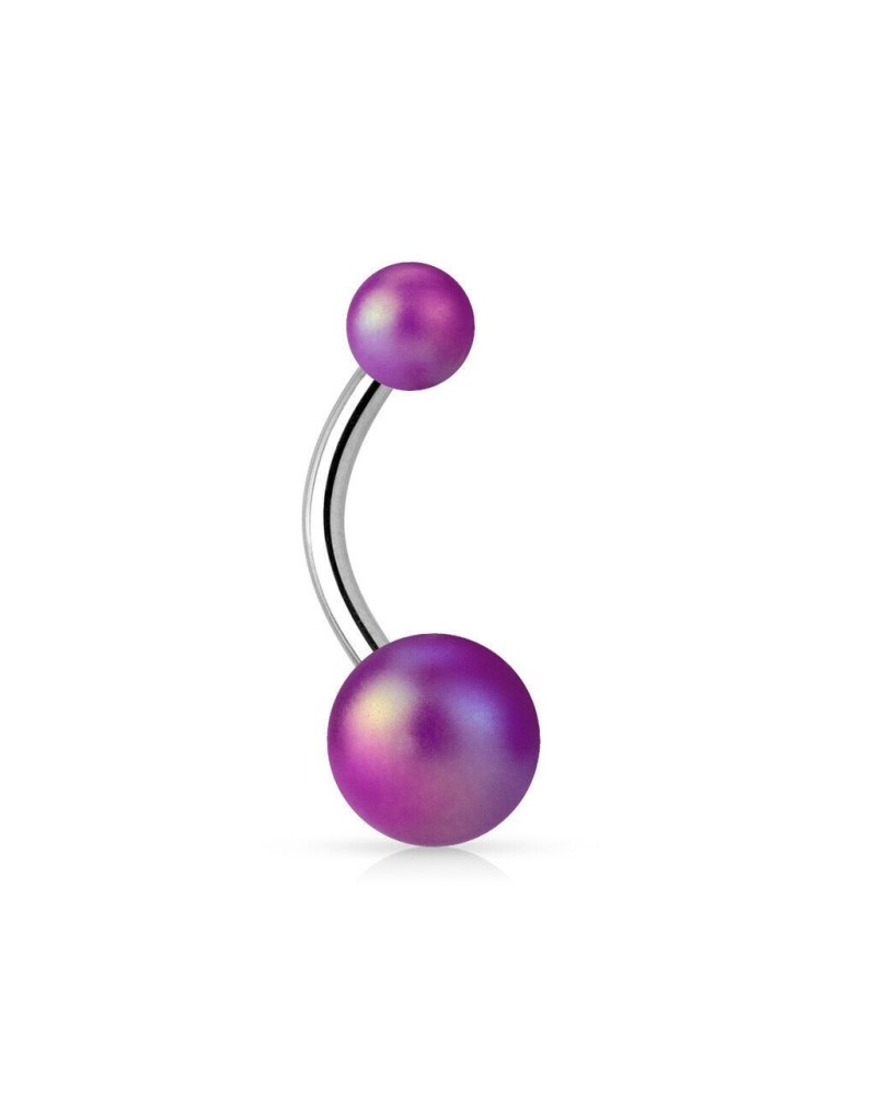Piercing nombril acrylique reflets arc-en-ciel