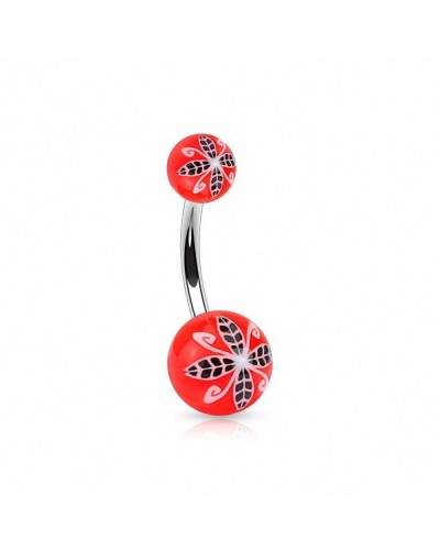 Piercing nombril acrylique fleur stylisée