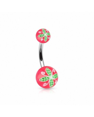 Piercing nombril acrylique fleur stylisée