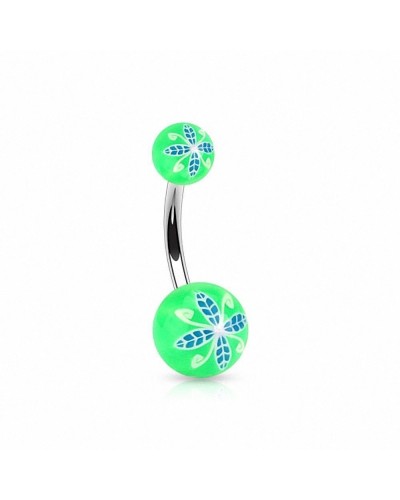Piercing nombril acrylique fleur stylisée