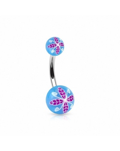 Piercing nombril acrylique fleur stylisée