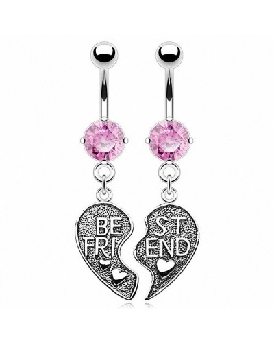 Parie de piercings nombril coeur "Best Friend"