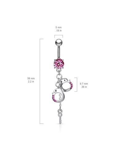 Piercing nombril pendentif menottes