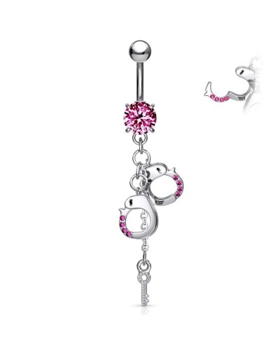 Piercing nombril pendentif menottes