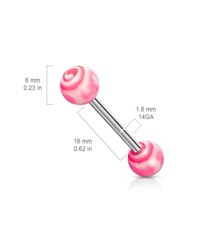 Piercing langue boules acrylique tourbillon