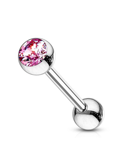 Piercing langue boule en acier pierre de zircon sertie