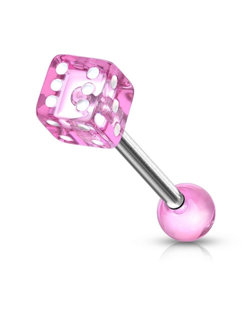 Piercing langue boule et dé acrylique