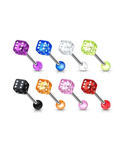 Piercing langue boule et dé acrylique