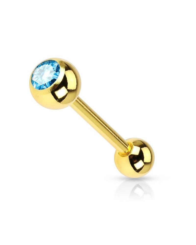 Piercing langue plaqué or pierre