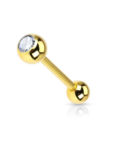 Piercing langue plaqué or pierre