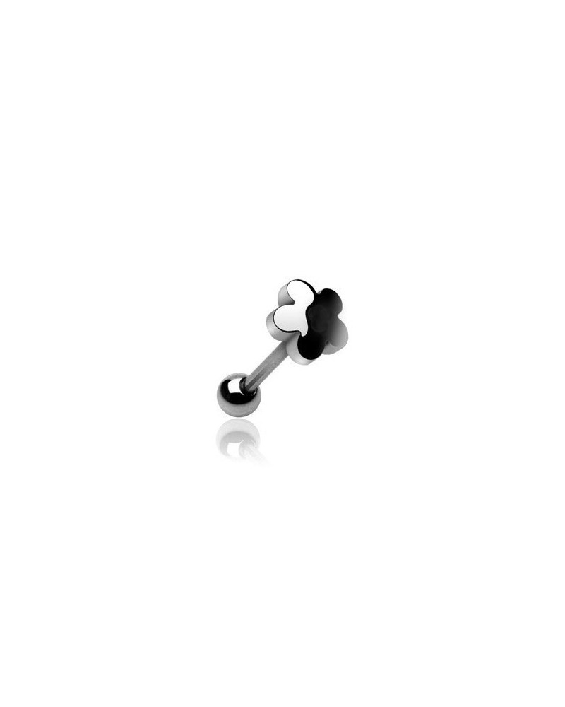 Piercing langue fleur acier