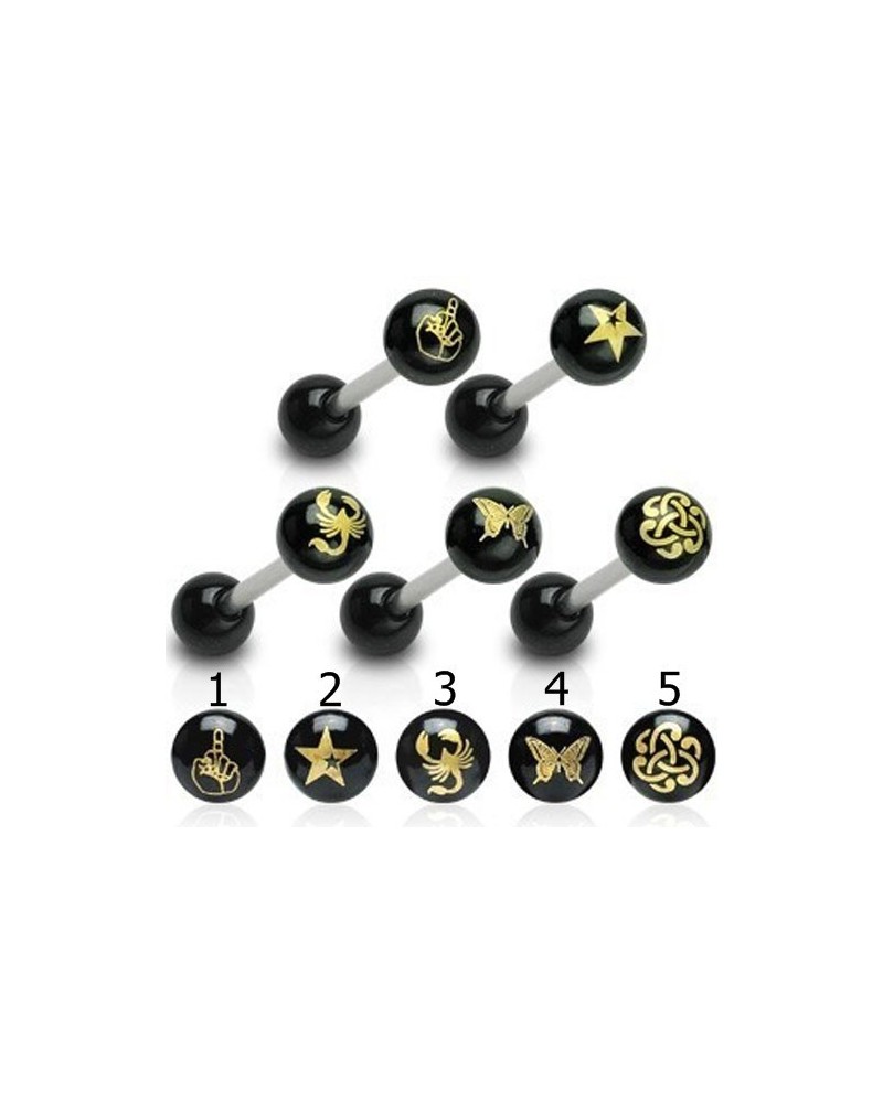 Piercing langue boules gravées au laser