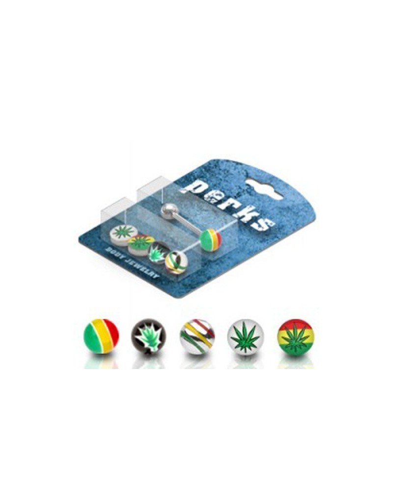 Pack piercing langue rasta cannabis