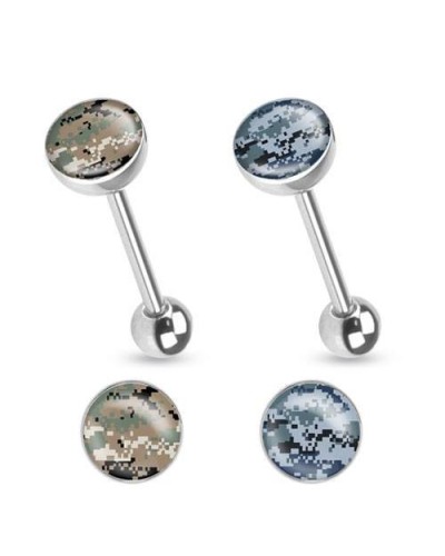 Piercing langue militaire motif camouflage pixelisé