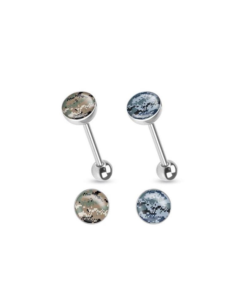 Piercing langue militaire motif camouflage pixelisé