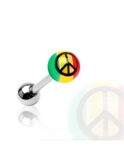 Piercing langue boule rasta peace and love