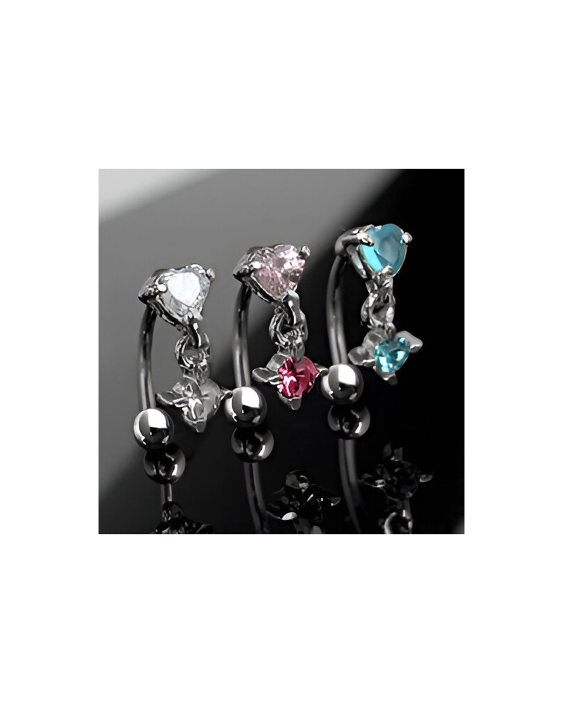 Piercing arcade coeur pendentif pierre ronde
